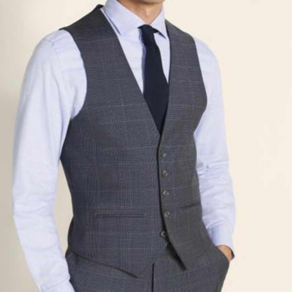 {Ted Baker} Men's Slim And Proper Gray Check Waistcoat